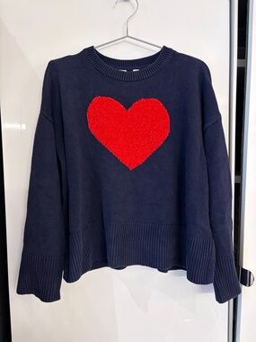 GAP Navy Sweater with Red Heart Motif